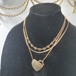 INC 3 chain gold and silver tone necklace